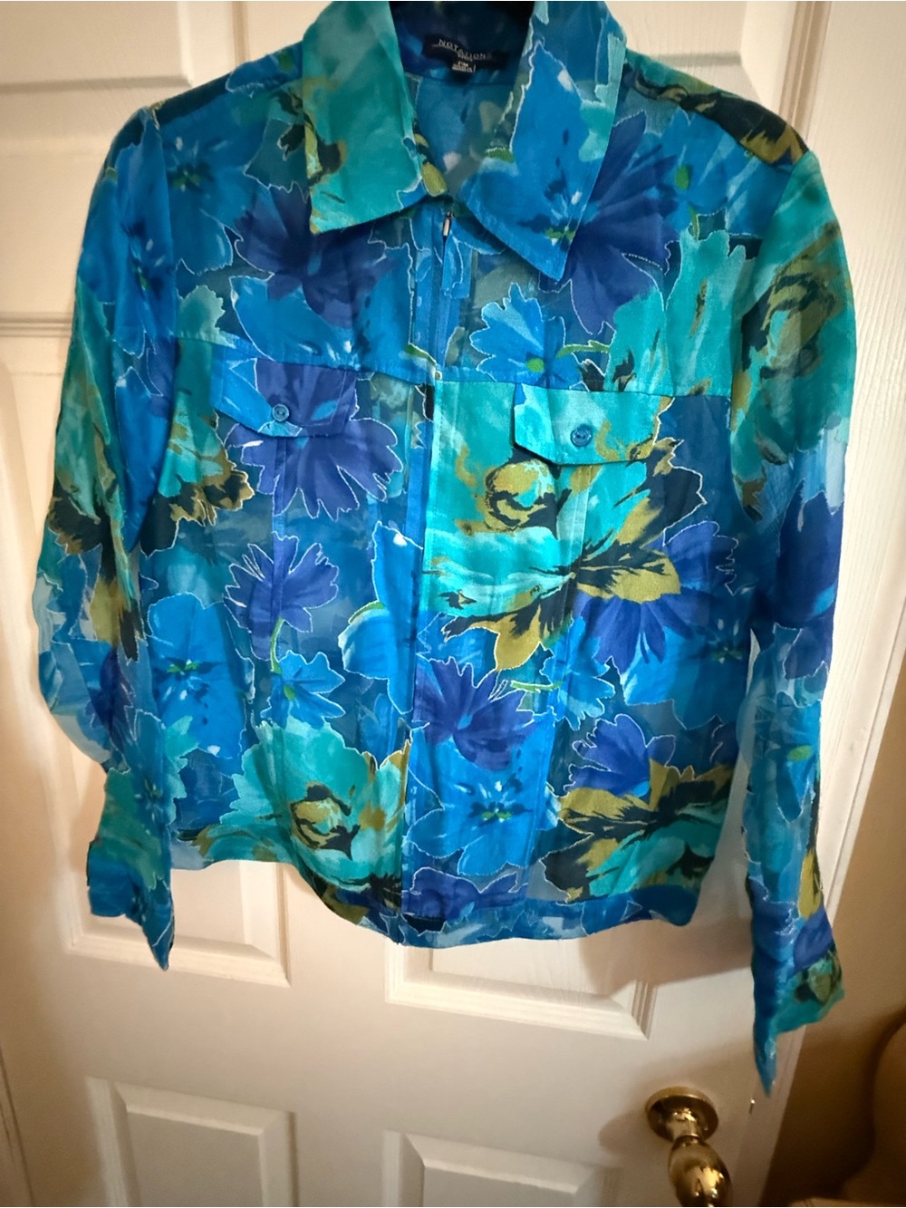 Notations Blue & Aqua Floral Jean Jacket